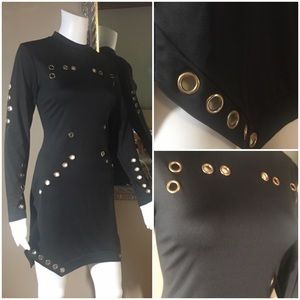 NWT Modern Black Dress with Grommet Detail